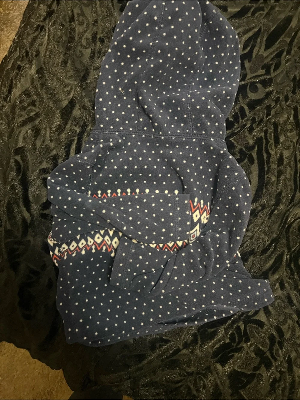 Carter's Navy Blue Hooded Pullover Sweater with Fair Isle Stripe